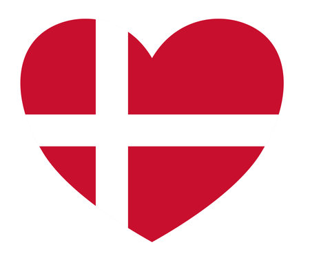 Denmark flag in heart shape isolated  on  transparent  backgroundのイラスト素材