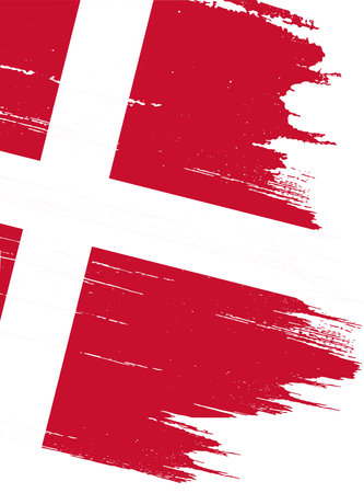 Denmark flag with brush paint textured isolated  on pngのイラスト素材