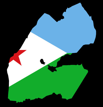 Djibouti  flag on map on transparent  backgroundのイラスト素材