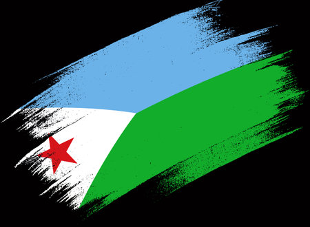Djibouti  flag with brush paint textured isolated  on pngのイラスト素材