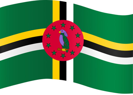Dominica  flag wave isolated on png or transparent backgroundのイラスト素材