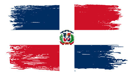 Dominican Republic flag with brush paint textured isolated  on pngのイラスト素材