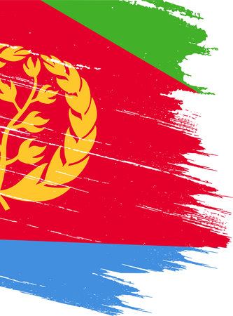 Eritrea flag with brush paint textured isolated  on pngのイラスト素材