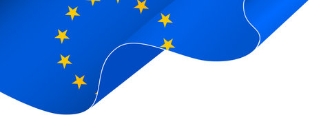 European union flag wave isolated on png or transparent backgroundのイラスト素材