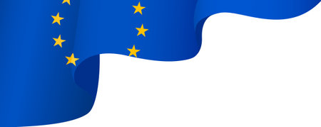 European union flag wave isolated on png or transparent backgroundのイラスト素材