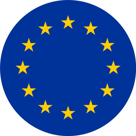 European union flag button on white backgroundのイラスト素材