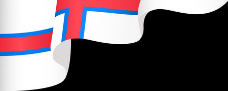 Faroe Islands flag wave isolated on png or transparent backgroundのイラスト素材
