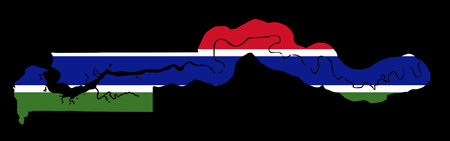 Gambia flag on map on transparent  backgroundのイラスト素材