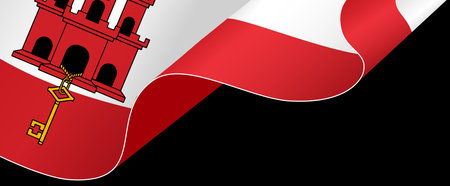 Gibraltar flag wave isolated on png or transparent backgroundのイラスト素材