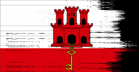 Gibraltar flag with brush paint textured isolated  on png  backgroundのイラスト素材