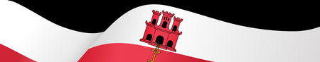 Gibraltar flag wave isolated on png or transparent backgroundのイラスト素材