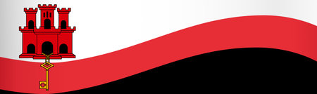 Gibraltar flag wave isolated on png or transparent backgroundのイラスト素材