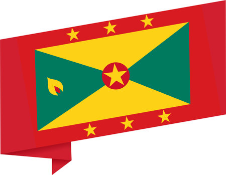 Grenada flag  wave isolated on png or transparent backgroundのイラスト素材