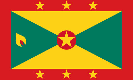 Grenada flag  wave isolated on png or transparent backgroundのイラスト素材