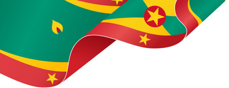 Grenada flag  wave isolated on png or transparent backgroundのイラスト素材