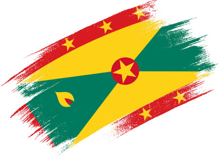 Grenada flag with brush paint textured isolated  on png  backgroundのイラスト素材