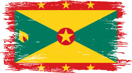 Grenada flag with brush paint textured isolated  on png  backgroundのイラスト素材
