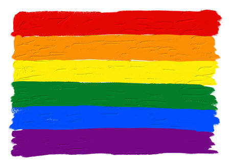 Rainbow oil paint brush  style watercolor background.LGBT  Pride month watercolor texture concept.vectorのイラスト素材