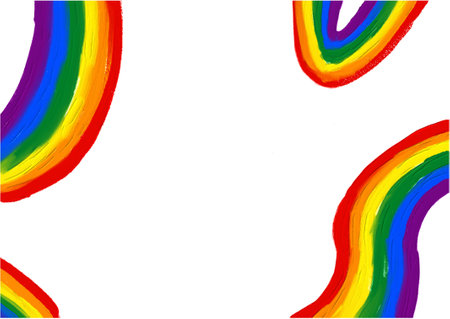 Rainbow oil paint brush  style watercolor background.LGBT  Pride month watercolor texture concept. vectorのイラスト素材