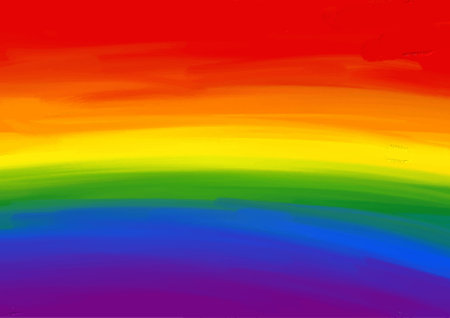 Rainbow oil paint brush  style watercolor background.LGBT  Pride month watercolor texture concept. vectorのイラスト素材