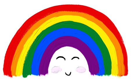 Smile happy rainbow  oil paint brush  style watercolor background.LGBT  Pride month watercolor texture concept. vectorのイラスト素材