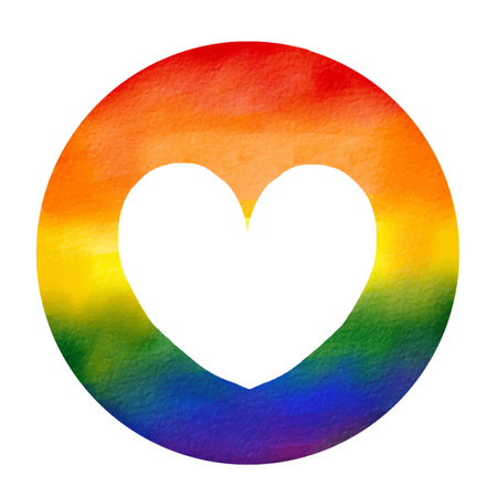 Rainbow flag brush style in heart shape isolate on white background. Vector illustration.のイラスト素材