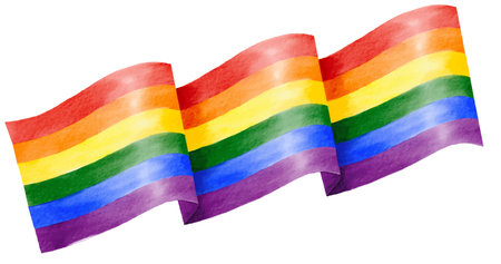 Rainbow flag watercolor painting isolate on white background. LGBT  Pride month concept. Vector illustrationのイラスト素材