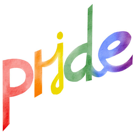 Pride text  rainbow watercolor brush paint on  isolate white background.LGBT  Pride month watercolor texture concept. Vector illustration.のイラスト素材