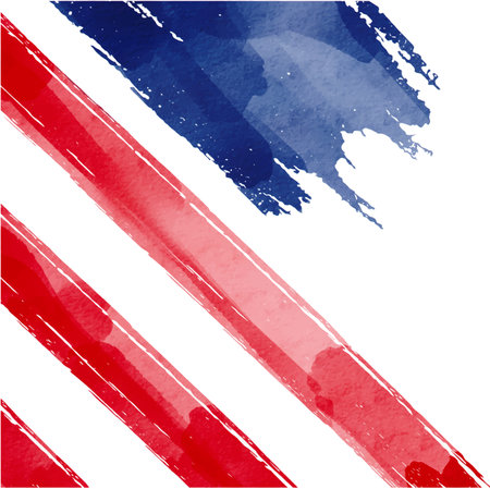 Hand draw USA flag  watercolor  brush paint isolate on white background. Vector illustrationのイラスト素材
