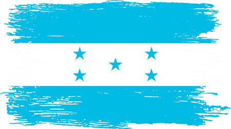 Honduras flag with brush paint textured isolated  on png or transparent backgroundのイラスト素材