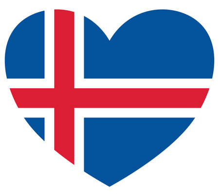Iceland flag in heart shape isolated  on  transparent  backgroundのイラスト素材