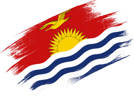 Kiribati flag with brush paint textured isolated  on png or transparent backgroundのイラスト素材