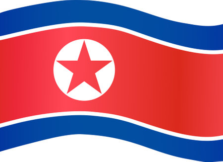 North Korea flag wave isolated on png or transparent backgroundのイラスト素材