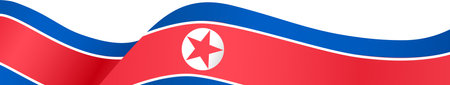 North Korea flag wave isolated on png or transparent backgroundのイラスト素材