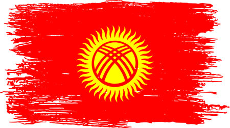 Kyrgyzstan flag with brush paint textured isolated  on png or transparent backgroundのイラスト素材