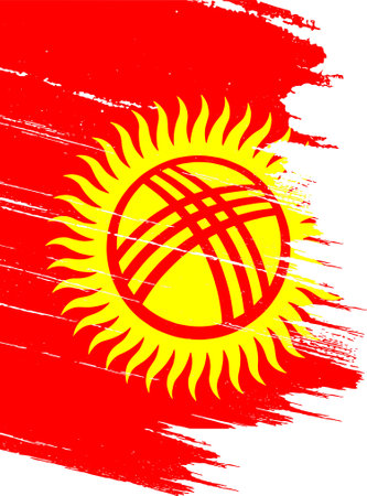 Kyrgyzstan flag with brush paint textured isolated  on png or transparent backgroundのイラスト素材