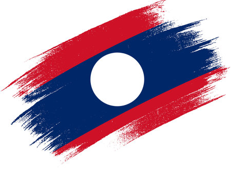 Laos flag with brush paint textured isolated  on png or transparent backgroundのイラスト素材