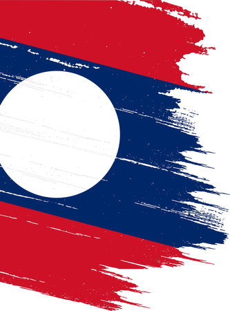 Laos flag with brush paint textured isolated  on png or transparent backgroundのイラスト素材