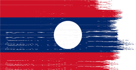 Laos flag with brush paint textured isolated  on png or transparent backgroundのイラスト素材