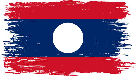 Laos flag with brush paint textured isolated  on png or transparent backgroundのイラスト素材