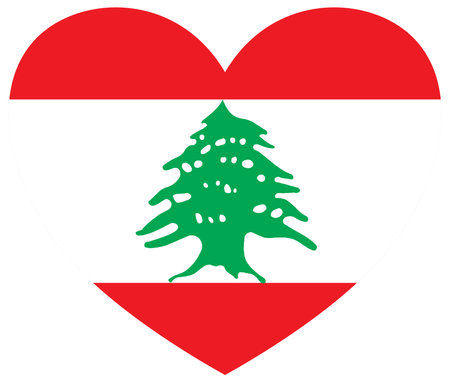 Lebanon flag in heart shape isolated  on  transparent  backgroundのイラスト素材