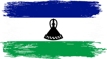 Lesotho flag with brush paint textured isolated  on png or transparent backgroundのイラスト素材
