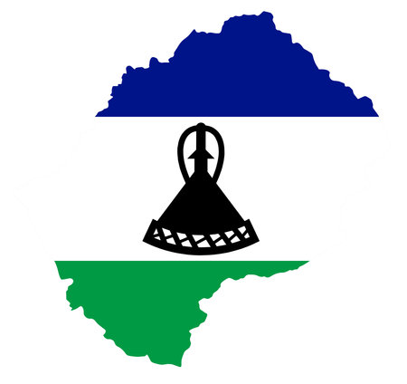 Lesotho flag on map on transparent  backgroundのイラスト素材