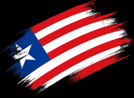 Liberia flag with brush paint textured isolated  on png or transparent backgroundのイラスト素材