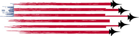 Liberia flag with military fighter jets isolated backgroundのイラスト素材