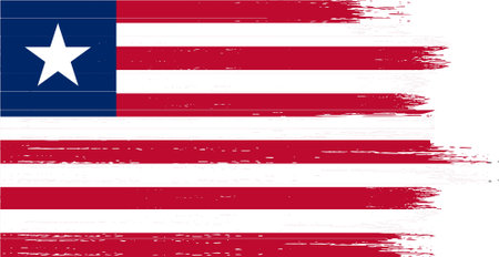 Liberia flag with brush paint textured isolated  on png or transparent backgroundのイラスト素材