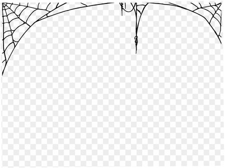 Spooky Halloween party background with spiderwebs. Use it for posters, brochures, or online ads. It's a transparent PNG with space for your text. vectorのイラスト素材