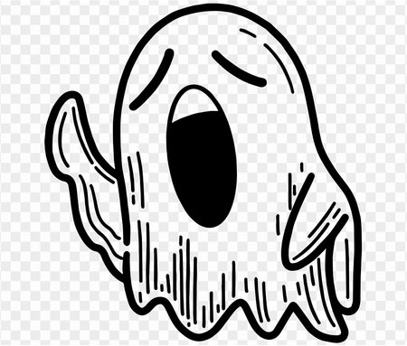Cute and horrible ghost with  hand drawn  isolated on  transparent PNG background. Element for Halloween silhouettes.Vector illustration.のイラスト素材
