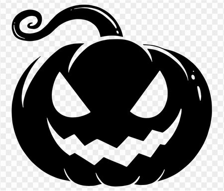 Isolated vector illustration of Halloween pumpkin icon featuring scary and funny pumpkin monster face on white background.のイラスト素材