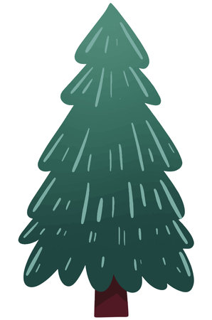 Christmas tree hand drawn  isolated  on white background vector illustrationのイラスト素材